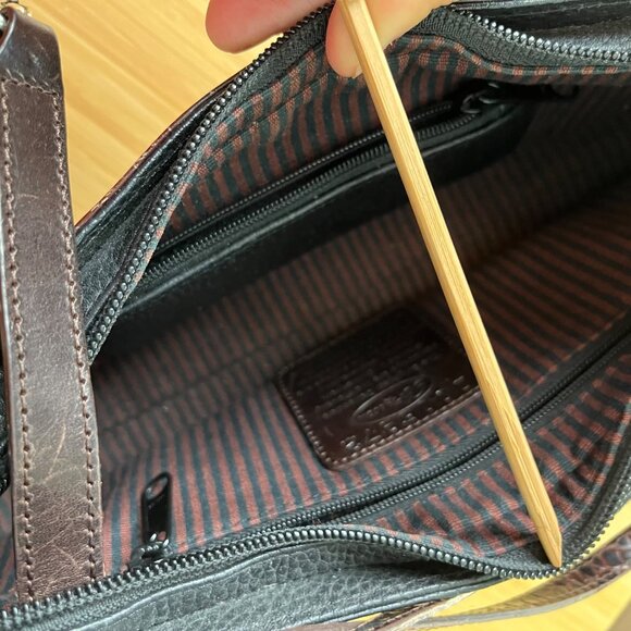 Brighton Designer Black Pebbled Leather & Brown Croc Shoulder Bag Wallet C18510 - Picture 6 of 15